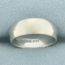 Half Dome High Polish Wedding Band Ring In 14k White Gold