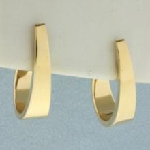 Tapered J-hook Earrings In 14k Yellow Gold