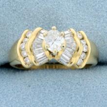 Vintage 1ct Tw Oval Diamond Engagement Ring In 14k Yellow Gold