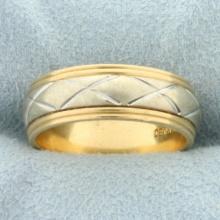 Two Tone "x" Design Wedding Band Ring In 14k Yellow And White Gold