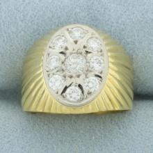 Italian Diamond Bulls Eye Target Design Ring In 18k Yellow Gold