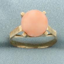 Pink Coral Orb Ring In 18k Yellow Gold