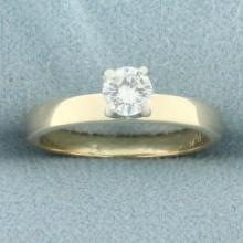 Diamond Solitaire Engagement Ring In 14k Yellow Gold