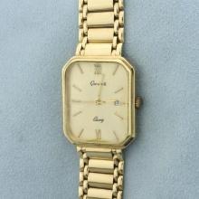 Geneve Quartz Watch In Solid 14k Yellow Gold Case And Bracelet