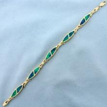 Black Opal Inlay Bracelet In 14k Yellow Gold