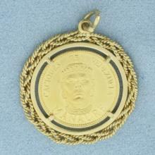 Caciques De Venezuela Manaure Gold Coin Pendant Or Charm In 18k Yellow Gold Bezel