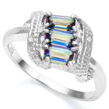 Ocean Mystic Topaz & Diamond Scroll Ring In Sterling Silver