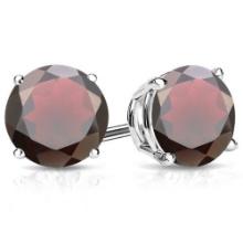 10mm Round Cut Garnet 8ctw Stud Earrings In Sterling Silver