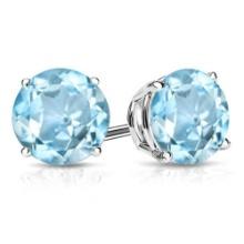 8mm Round Cut Sky Blue Topaz 4.2ctw Stud Earrings In Sterling Silver