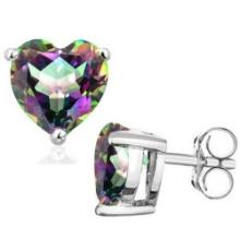 6mm Heart Cut Mystic Topaz 2ctw Stud Earrings In Sterling Silver