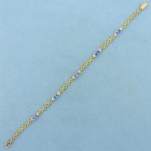 1 1/3ct Tw Tanzanite And Diamond Bracelet In 14k Yellow Gold