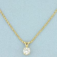 Diamond Solitaire Necklace In 14k Yellow Gold