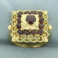 Vintage Garnet Ring In In 18k Yellow Gold