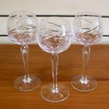 Cut Crystal Hock Wine Glasses Set Of 3