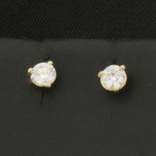 1/2ct Natural Diamond Stud Earrings In 14k Yellow Gold Settings