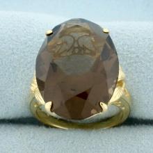 24ct Smoky Topaz Statement Ring In 14k Yellow Gold