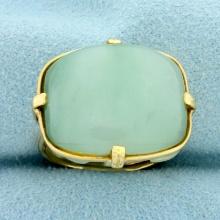 Large Natural Jade Statement Ring In 14k Yellow Gold