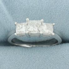 Princess Cut 3 Stone Engagement Or Anniversary Ring In 14k White Gold