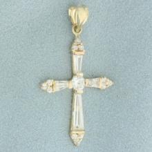 Cz Cross Pendant In 14k Yellow Gold