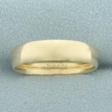 Mens Half Dome Wedding Band Ring In 14k Yellow Gold