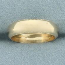 Milgrain Beaded Edge Wedding Band Ring In 14k Yellow Gold