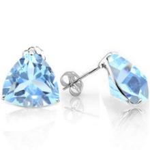 8mm Trillion Cut Sky Blue Topaz 4.2ctw Stud Earrings In Sterling Silver