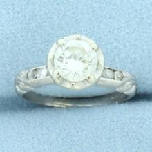 Vintage 1ct Tw Diamond Engagement Ring In Platinum