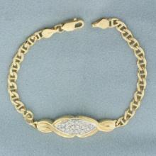 Diamond Anchor Link Bracelet In 10k Yellow Gold