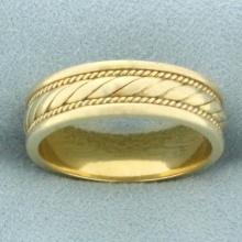 Mens Rope Design Wedding Band Ring In 14k Yellow Gold