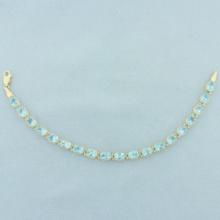 Swiss Blue Topaz Line Bracelet In 14k Yellow Gold