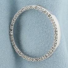 Pave Diamond Circle Pendant In 10k White Gold