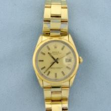 Mens Rolex Oyster Perpetual Date Gold 34mm Automatic Watch Model 15505