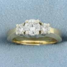 Three Stone 1 1/4ct Tw Diamond Engagement Or Anniversary Ring In 14k Yellow Gold