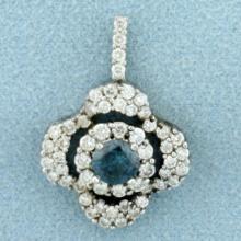 1 1/3ct Tw Blue And White Diamond A Pendant In 18k White Gold