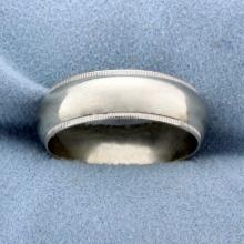 Mens Beaded Edge Milgrain Wedding Band Ring In 14k White Gold