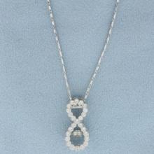 Infinity Design Dancing Diamond Necklace In 14k White Gold