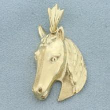 Diamond Cut Horse Head Pendant In 14k Yellow Gold