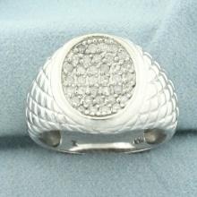 Quilted Design Pave Set Diamond Ring In 10k White Gold
