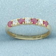 Ruby And Diamond Band Ring In 10k Yellow Gold