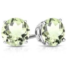 10mm Round Cut Green Amethyst 7.5ctw Stud Earrings In Sterling Silver