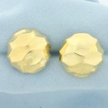 Italian Dimpled Button Earrings In 14k Yellow Gold