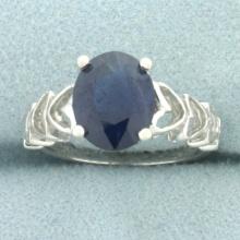 Sapphire Heart Design Ring In 14k White Gold