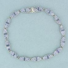 7.5ct Tanzanite Bracelet In 14k White Gold