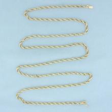 34 Inch Rope Link Chain Necklace In 14k Yellow Gold