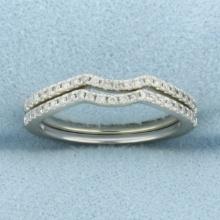 Curved Diamond Wedding Band Rings Set Of 2 In 14k White Gold