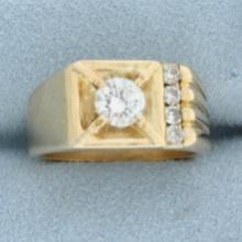 1ct Mens Diamond Ring In 14k Yellow Gold