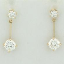 Diamond Dangle Earrings In 14k Yellow Gold