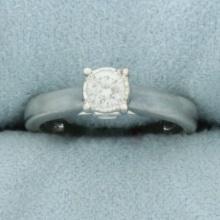 Illusion Set Diamond Engagement Ring In Sterling Silver