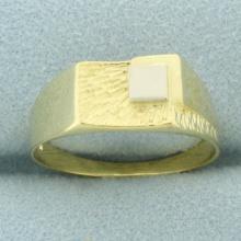 Engravable Two Tone Signet Ring In 18k Yellow Gold