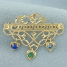 Grandma Topaz Pin In 14k Yellow Gold